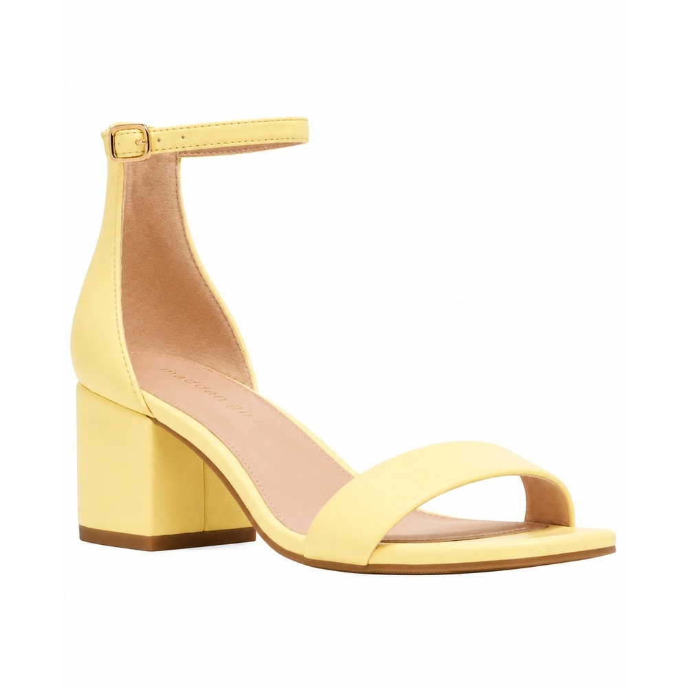 Madden Girl Ileana Lemon Paris Yellow Block Heel Sandals Size 8.5